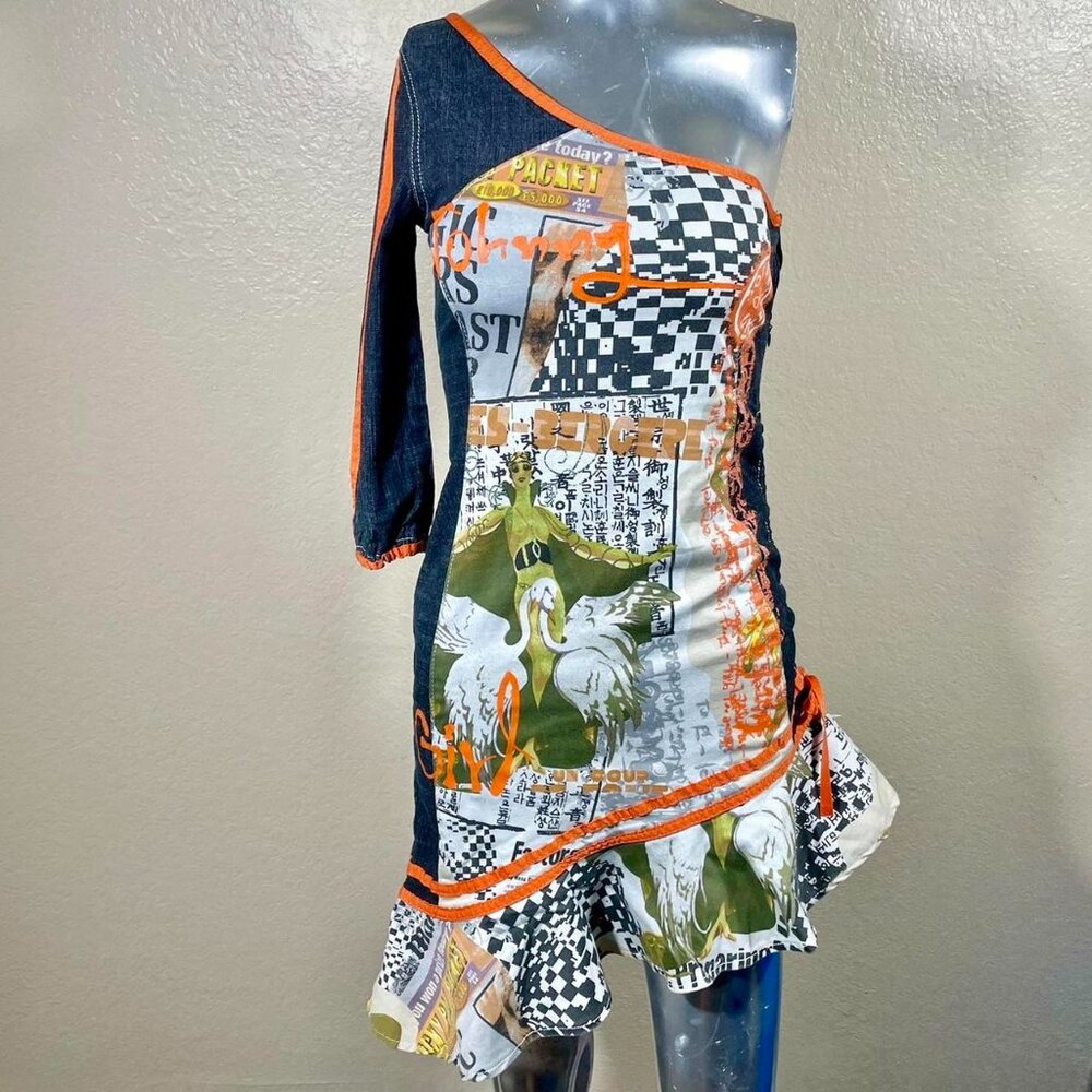 One shoulder Pop Punk Grunge Printed Dress